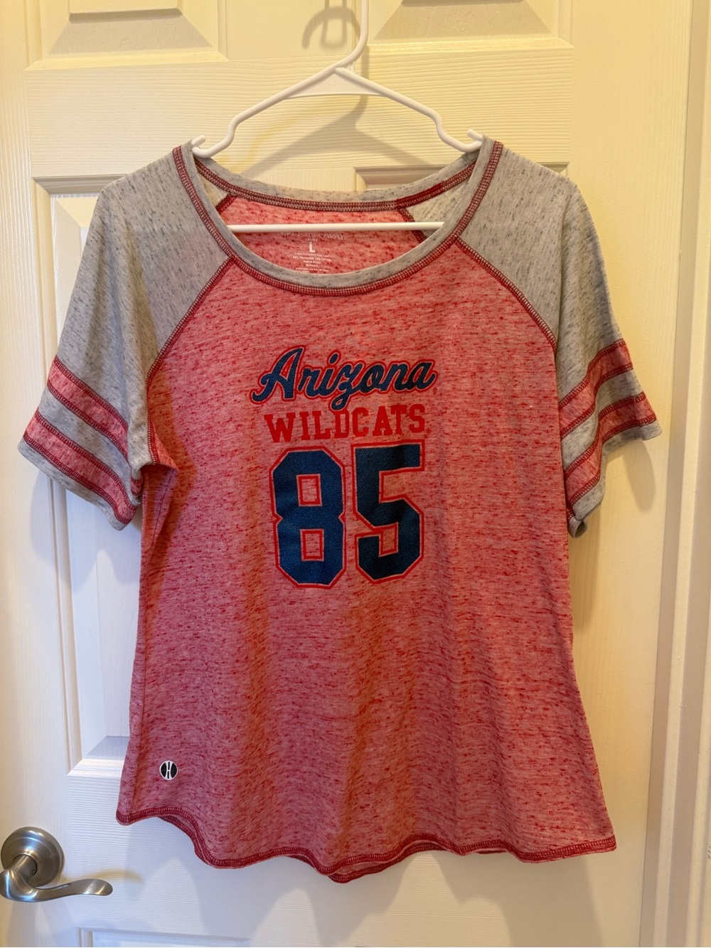 Holloway Arizona Wildcats Heather Red Raglan Tee with Gray Sleeves